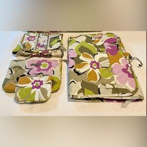 Vera Bradley 5 Piece Bundle makeup bags, straightener cover, & organizer